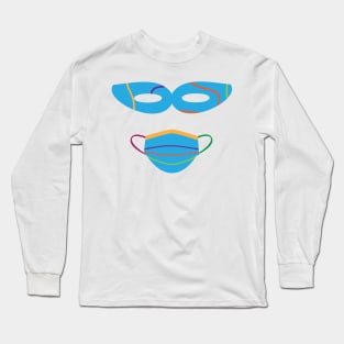 Colorful costume eyes mask and surgical face mask Long Sleeve T-Shirt